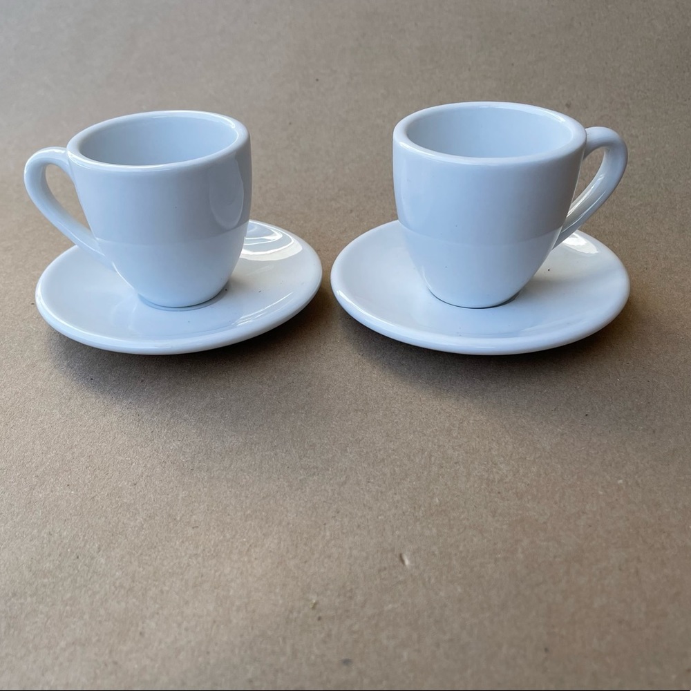 Coffee Bar KONITZ White Ceramic 2 Cups And Saucers Mugs Coffee Mug Cup Sets